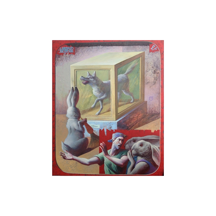 Егор Кошелев  "На  вернисаже", 55х65 картон, смешанная техника, 2013