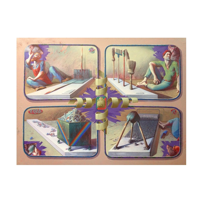 Егор Кошелев "Четыре инсталляции", 70х100 картон, смешанная техника, 2013