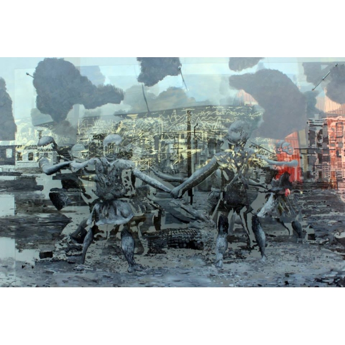 Потапов Владимир, "Фонтан "Бармалей", размер 200х300 см., три слоя, плексиглас, масло, 2014