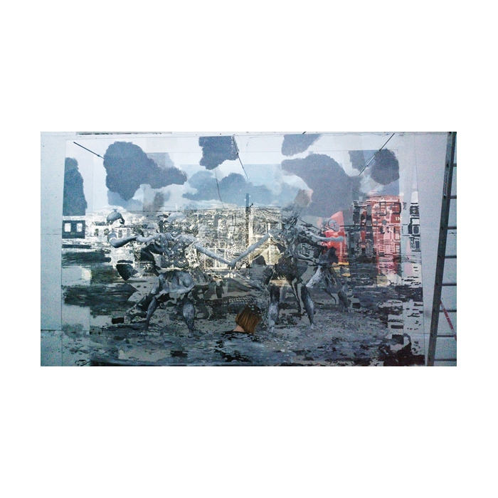 Потапов Владимир, "Фонтан "Бармалей", размер 200х300 см., три слоя, плексиглас, масло, 2014