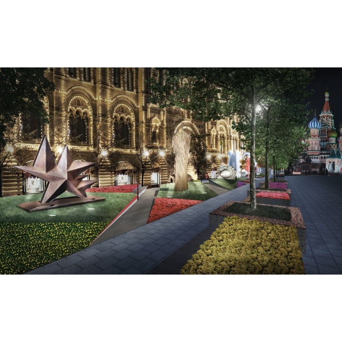 Выставка-фестиваль «Красный сад» ГУМ-Red-Line на Красной площади. Пространственное решение экспозиции архитектурного бюро Wowhaus